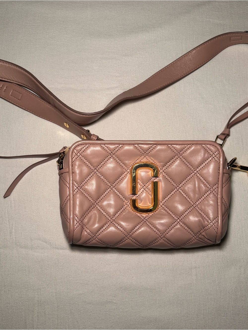 Marc Jacobs Quilted Blush Pink Crossbody with Gold Double-J Logo